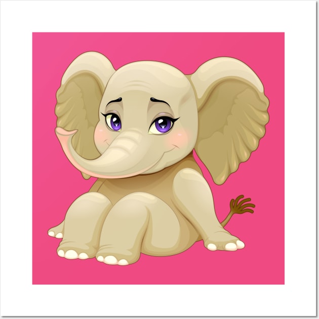 Baby elephant with cute eyes Wall Art by ddraw